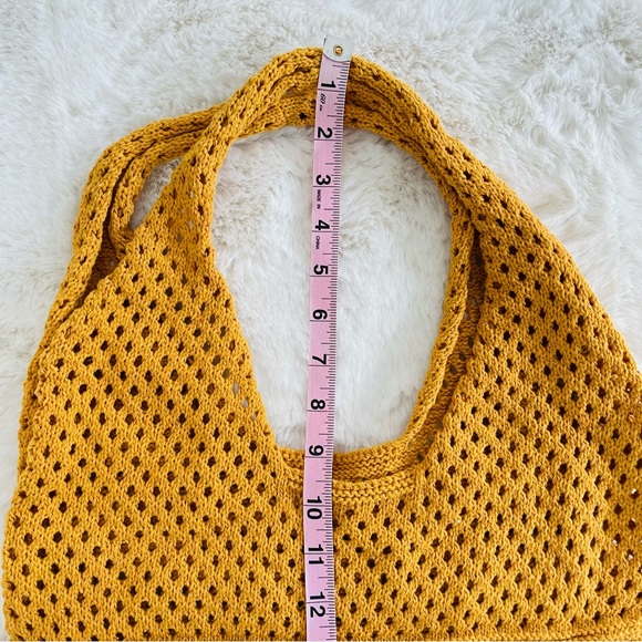 NWOT Mustard Yellow Somerset Knit Woven Tote Bag - Picture 8 of 9